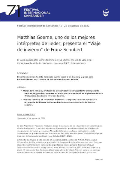 Matthias Goerne, uno de los mejores intérpretes de lieder, presenta el “Viaje de invierno” de Schubert