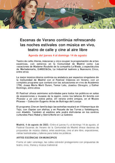 Escenas de Verano continúa refrescando las noches estivales con música, teatro y cine al aire libre