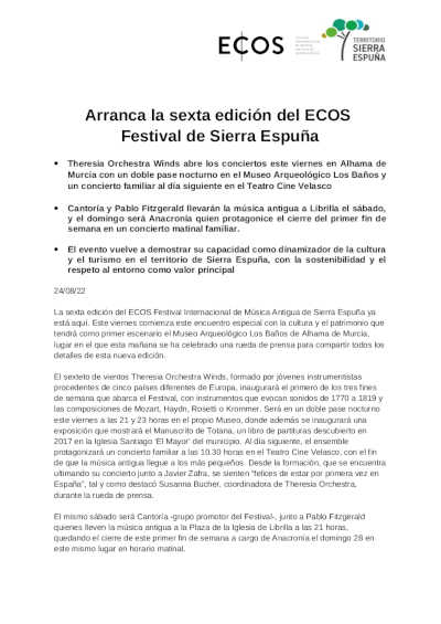 Arranca la sexta edición del ECOS  Festival de Sierra Espuña