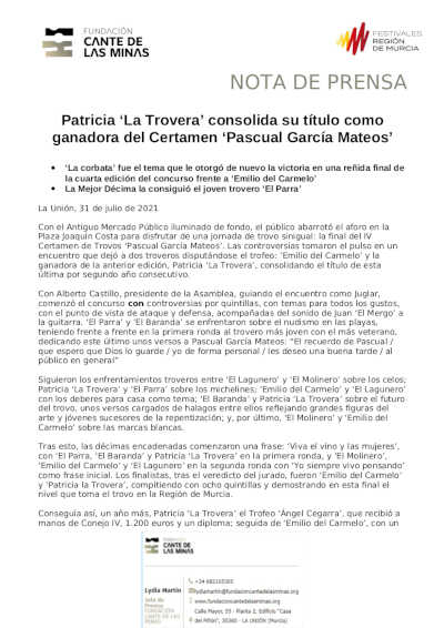 El taconeo más «Íntimo» de Farruquito y Patricia «La Trovera» consolidando su título conquistan La Unión El taconeo más «Íntimo» de Farruquito y Patricia «La Trovera» consolidando su título conquistan La Unión