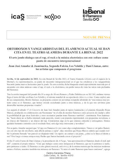 Ortodoxos y vanguardistas del flamenco actual se dan cita en la XXII Bienal de Flamenco de Sevilla