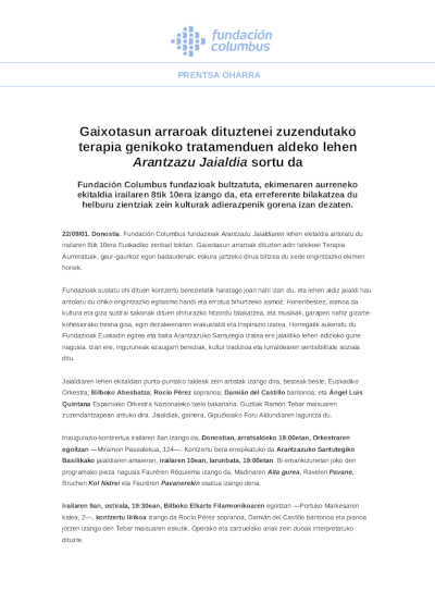 Primera edición del Festival de Arantzazu a beneficio de menores con enfermedades raras