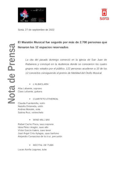 El Maratón Musical fue seguido por más de 2.700 personas que llenaron los 12 espacios reservados