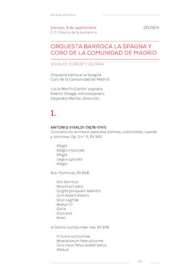 La Orquesta Barroca La Spagna y el Coro de la Comunidad de Madrid protagonizan la segunda jornada del festival