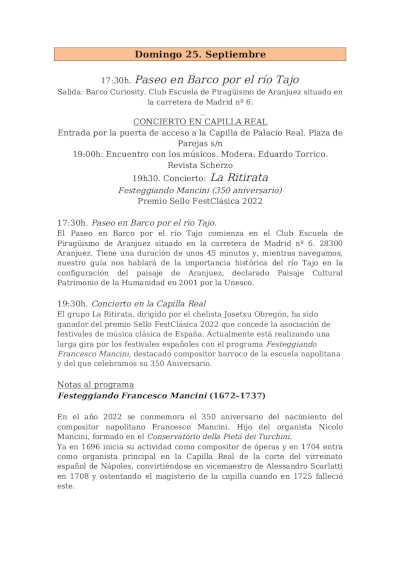 La Real Cámara y La Ritirata toman el relevo este fin de semana en el XXIX Festival Música Antigua de Aranjuez