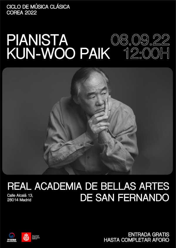 El concierto del pianista Kun-Woo Paik cerrará el Ciclo de Música Clásica Corea 2022