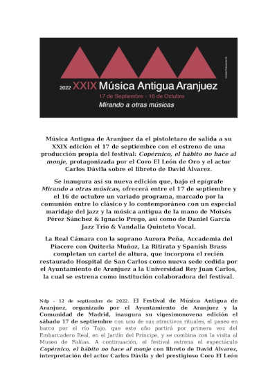 Se inaugura el XXIX Festival Música Antigua de Aranjuez con el Coro El León de Oro