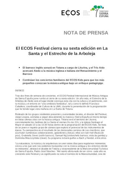 El ECOS Festival cierra su sexta edición en La Santa y el Estrecho de la Arboleja