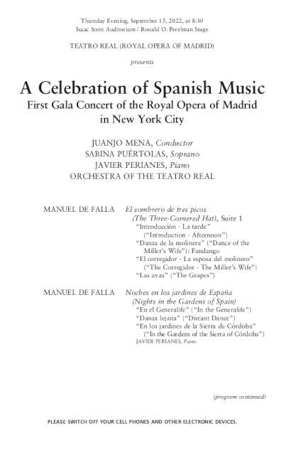 Su Majestad la Reina Doña Sofía preside el conciertos del Teato Real en el Carnegie Hall de Nueva York