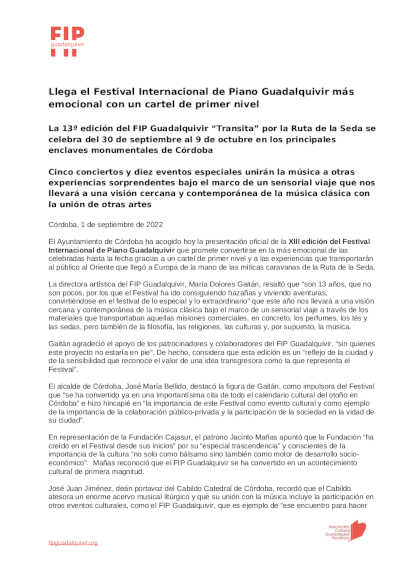 Llega el Festival Internacional de Piano Guadalquivir más emocional con un cartel de primer nivel Llega el Festival Internacional de Piano Guadalquivir más emocional con un cartel de primer nivel