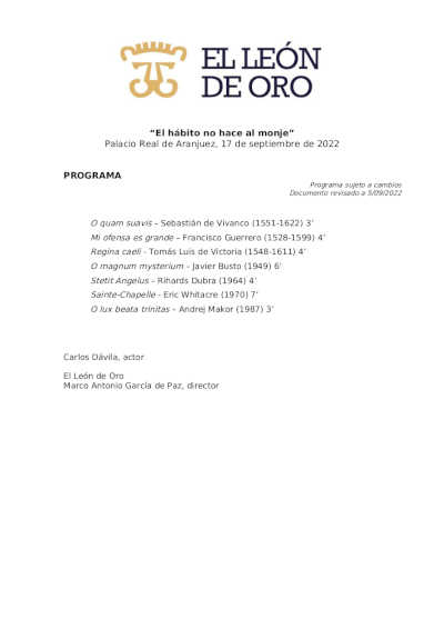 Se inaugura el XXIX Festival Música Antigua de Aranjuez con el Coro El León de Oro