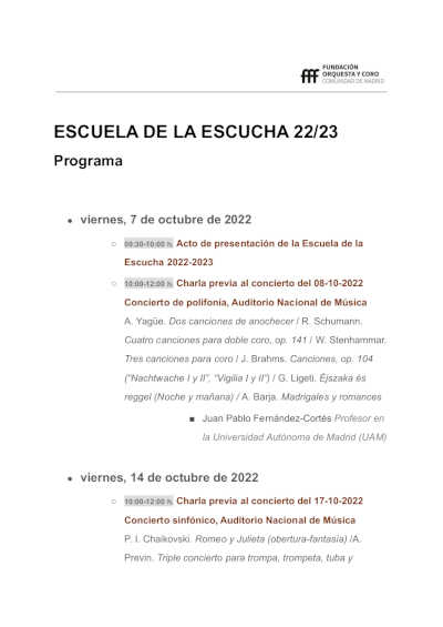 La Fundación Orquesta y Coro de la Comunidad de Madrid y UNED Madrid inauguran «Escuela de la Escucha» (EdLE) La Fundación Orquesta y Coro de la Comunidad de Madrid y UNED Madrid inauguran «Escuela de la Escucha» (EdLE)