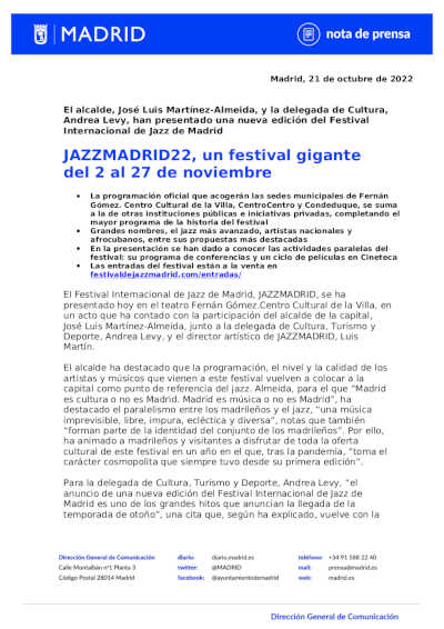 JAZZMADRID22, un festival gigante del 2 al 27 de noviembre de 2022