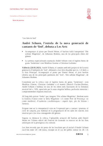 Andrè Schuen, la nueva estrella del «lied», debuta en Les Arts junto con la Orquestra de la Comunitat Valenciana