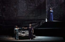 Krassimira Stoyanova (Aida), Piotr Beczala (Radamès) y Jamie Barton (Amneris).