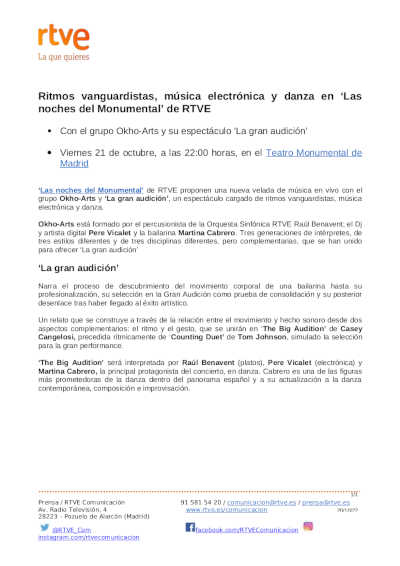 Ritmos vanguardistas, música electrónica y danza en «Las noches del Monumental» de RTVE Ritmos vanguardistas, música electrónica y danza en «Las noches del Monumental» de RTVE