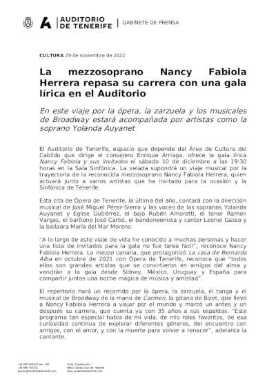 La mezzosoprano Nancy Fabiola Herrera repasa su carrera con una gala lírica en el Auditorio