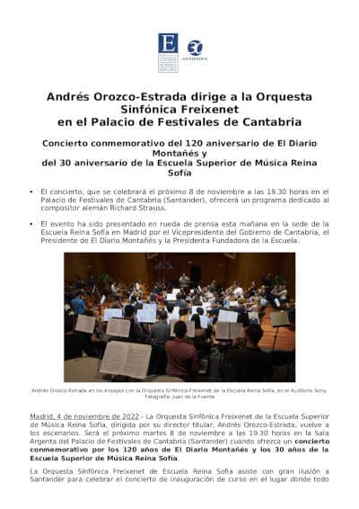 Andrés Orozco-Estrada dirige a la Orquesta Sinfónica Freixenet en el Palacio de Festivales de Cantabria