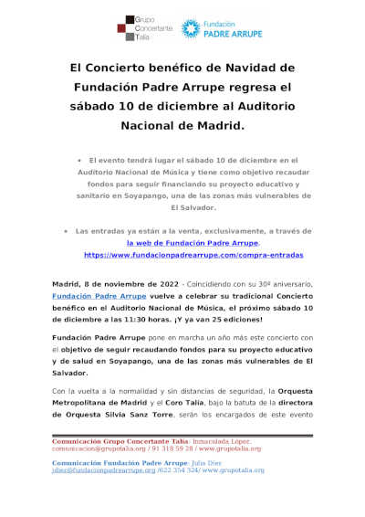 El Concierto de Navidad de la Fundación Padre Arrupe, que alcanza este año 25 ediciones