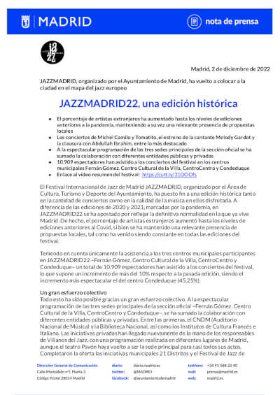 JAZZMADRID22, ha sido una edición histórica
