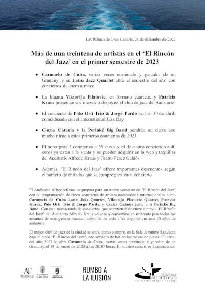 Más de una treintena de artistas en el «El Rincón del Jazz» en el primer semestre de 2023 Más de una treintena de artistas en el «El Rincón del Jazz» en el primer semestre de 2023
