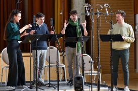Cantoría grabando «Ensaladas»