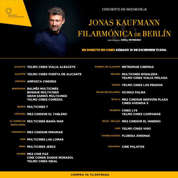 Concierto en directo desde la Filarmónica de Berlín con el tenor Jonas Kaufmann en cines de España