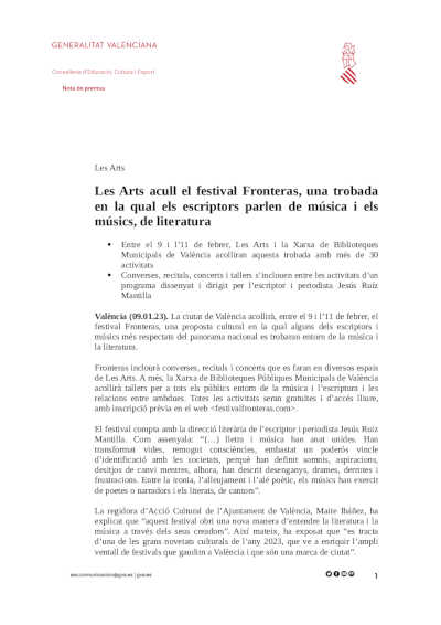 Les Arts acoge el festival Fronteras, un encuentro en el que los escritores hablan de música y los músicos, de literatura