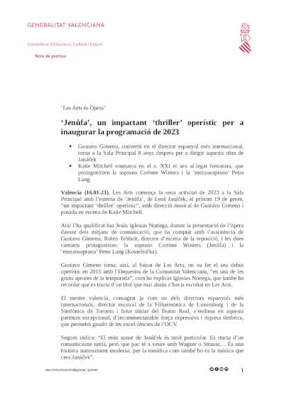 «Jenůfa», un impactante «thriller» operístico para inaugurar la programación de 2023