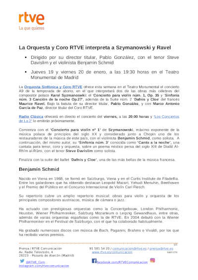 La Orquesta y Coro RTVE interpreta a Szymanowski y Ravel