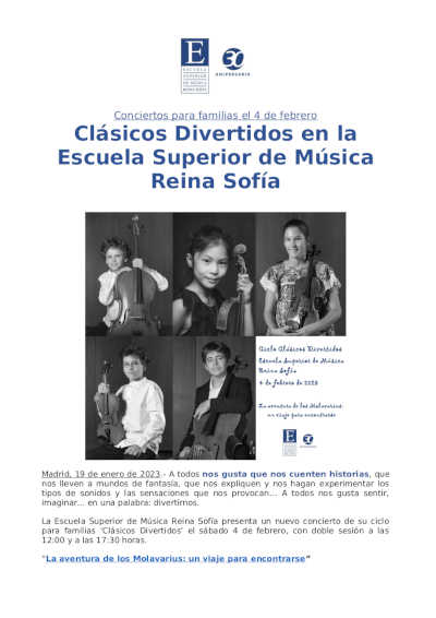 Clásicos Divertidos en la Escuela Reina Sofía. «La aventura de los Molavarius: un viaje para encontrarse» Clásicos Divertidos en la Escuela Reina Sofía. «La aventura de los Molavarius: un viaje para encontrarse»