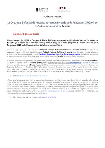 Éxito de la Orquesta Sinfonica de Navarra en el Auditorio Nacional de Madrid