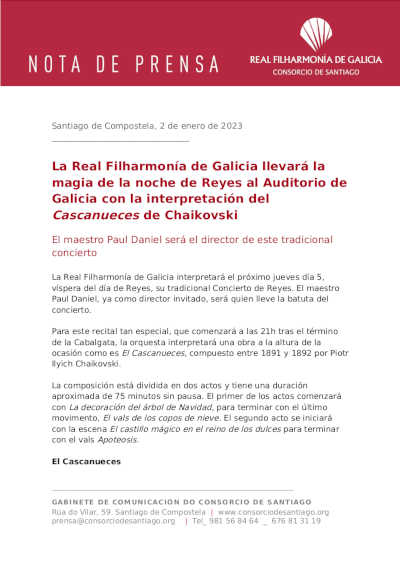 La Real Filharmonía de Galicia llevará la magia de la noche de Reyes al Auditorio de Galicia