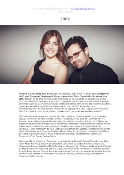 El Iberian & Klavier piano dúo reúne en Teatros del Canal la música de Falla, Stravinsky Ravel y Debussy