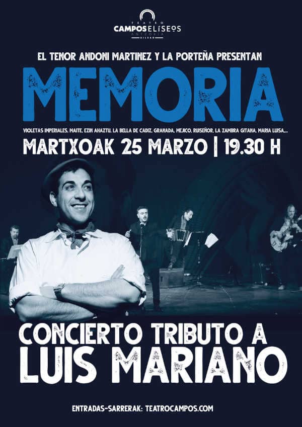 Las grandes canciones de Luis Mariano sonarán de la mano del tenor Andoni Martínez Barañano