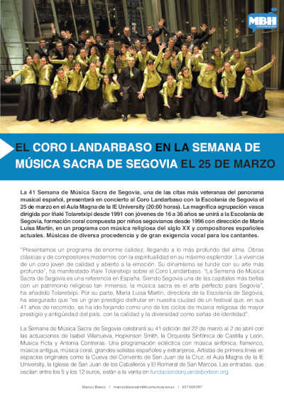 La Semana de la Música Sacra de Segovia presenta su 41º edición