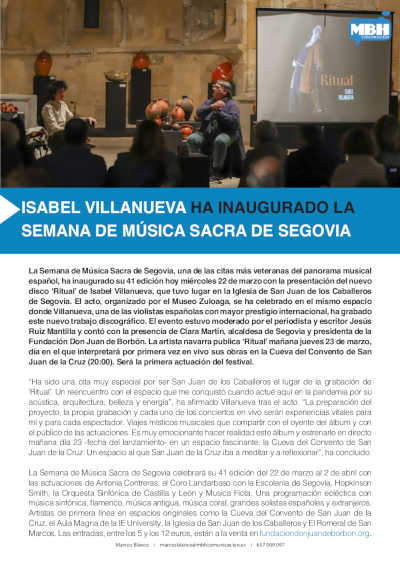 Isabel Villanueva ha inaugurado la Semana de la Música Sacra de Segovia