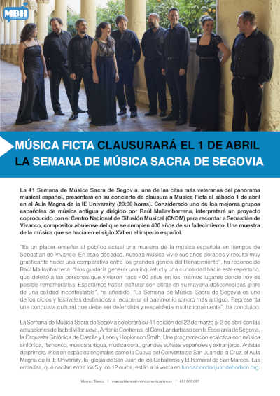 La Semana de la Música Sacra de Segovia presenta su 41º edición