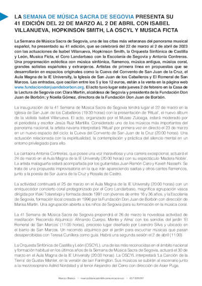 La Semana de la Música Sacra de Segovia presenta su 41º edición