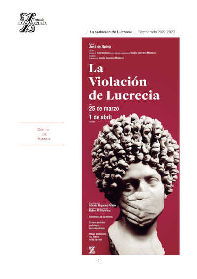 El Teatro de la Zarzuela recupera para la escena «La violación de Lucrecia» de José de Nebra