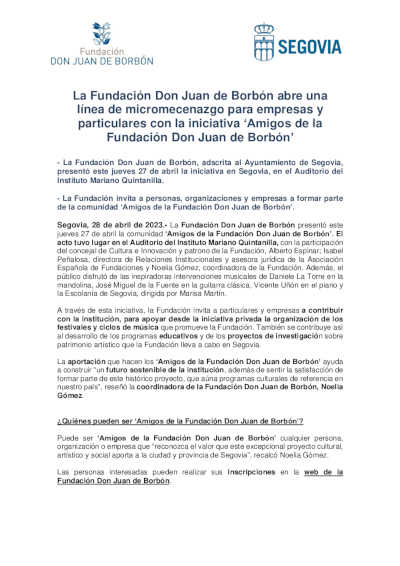 La Fundación Don Juan de Borbón presenta «Amigos de la Fundación Don Juan de Borbón»