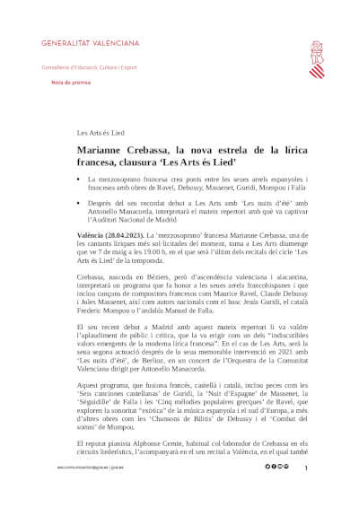 Marianne Crebassa, la nueva estrella de la lírica francesa, clausura «Les Arts és Lied»