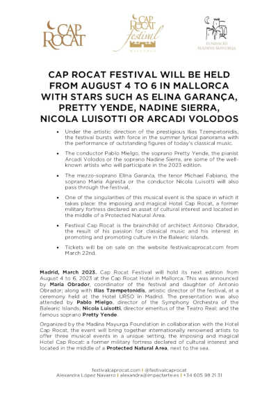 El Festival Cap Rocat se celebra con grandes estrellas como Elina Garança, Pretty Yende, Nadine Sierra y otros