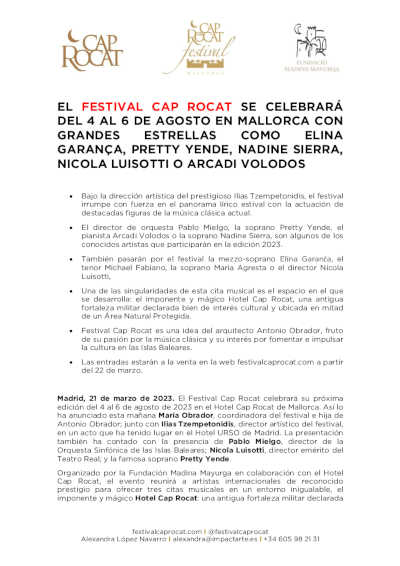 El Festival Cap Rocat se celebra con grandes estrellas como Elina Garança, Pretty Yende, Nadine Sierra y otros