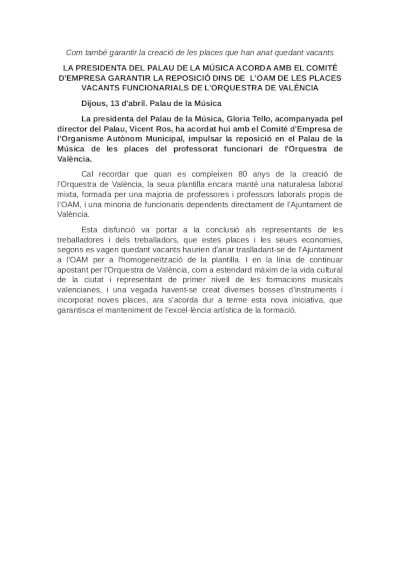 Gloria Tello acuerda garantizar la reposición dentro del OAM de las plazas vacantes funcionales de la OV