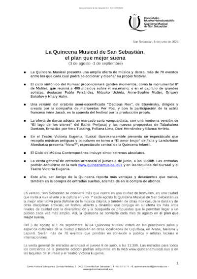 La 84º edición de la Quincena Musical de San Sebastián, el plan que mejor suena en 2023