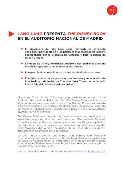La estrella mundial Sebastián Yatra actuará con Lang Lang en el concierto The Disney Book