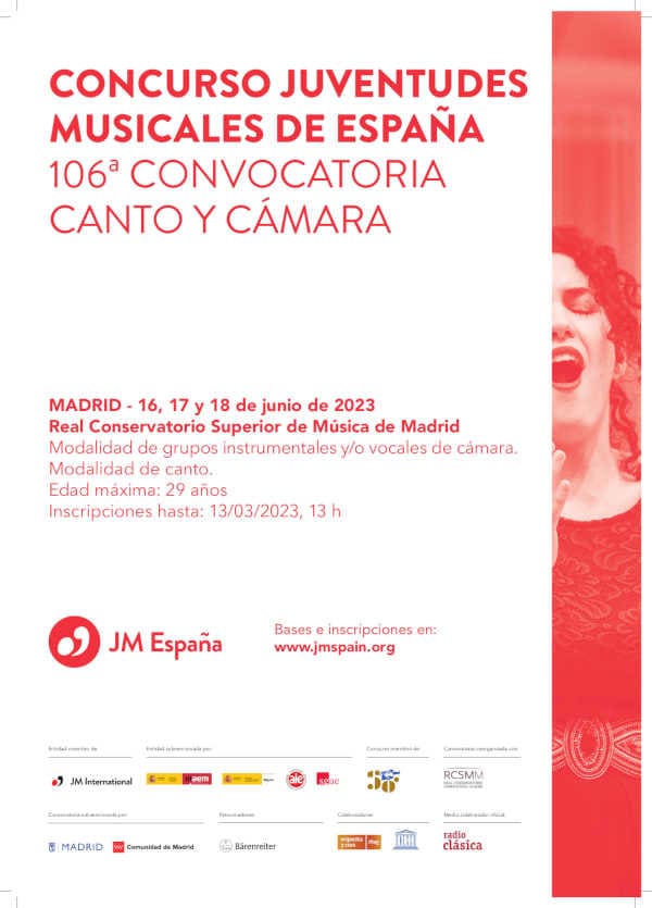 El Concurso Juventudes Musicales de España celebra su 106ª convocatoria en las modalidades de canto y cámara El Concurso Juventudes Musicales de España celebra su 106ª convocatoria en las modalidades de canto y cámara