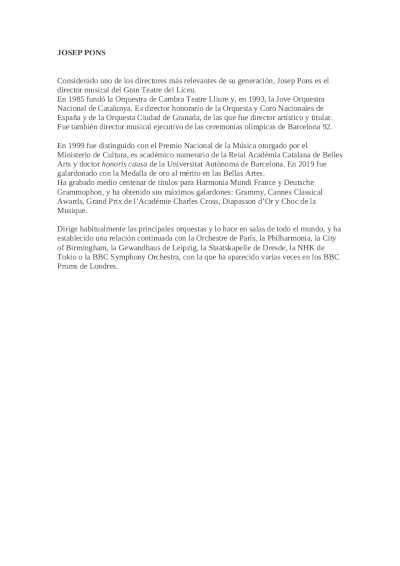 El maestro Josep Pons y la Orquesta Sinfónica del Gran Teatre del Liceu por primera vez en la Ópera de París