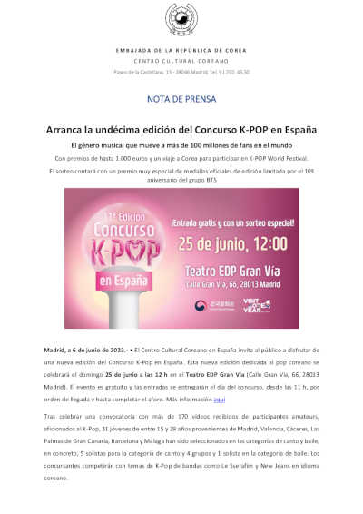 Arranca la undécima edición del Concurso K-POP en España